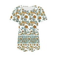 thumbnail image 5 of Otvok Ladies Casual Short Sleeved Loose Round Neck Floral Print Tops, 5 of 5