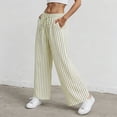 thumbnail image 4 of vigerkar Women's Striped Pants Pajama Lounge Boxer Pants Casual Wide Leg Drawstring PJ Bottoms Trousers (Beige, L), 4 of 9
