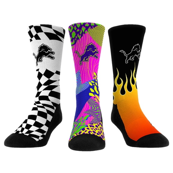Unisex Rock Em Socks Detroit Lions Team Vibes Three-Pack Crew Socks Set