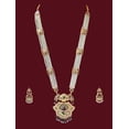 thumbnail image 3 of Artificial Gold Jadau Jewellery Rajputana Rajasthani Marwadi Style Antique Traditional Stylish Ethnic Wear Gold Plated Pendant Rani Haar Necklace set Earrings (PLK BDD LNG), 3 of 5
