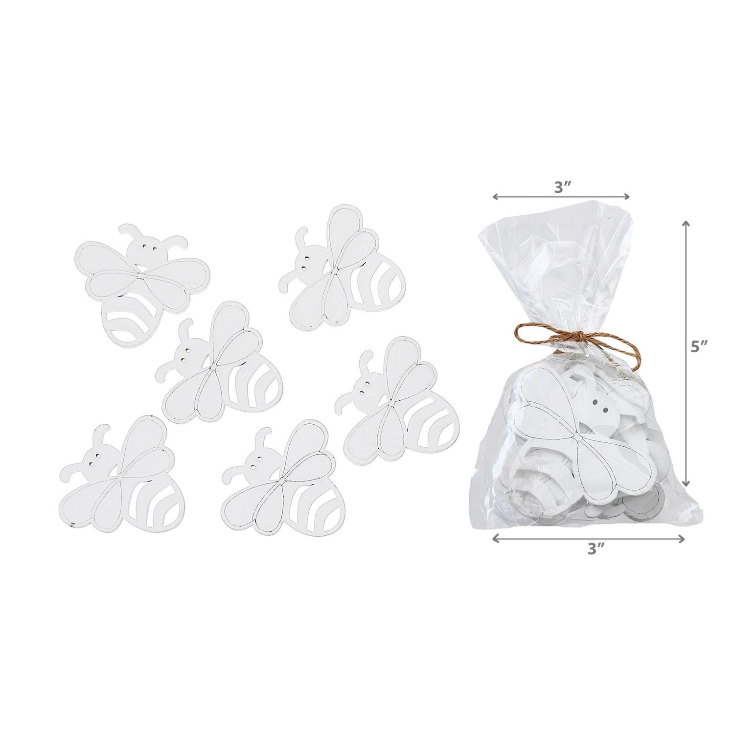 IH Casa Decor 6 Pk Ornements En Bois Bee White - Ensemble De 2