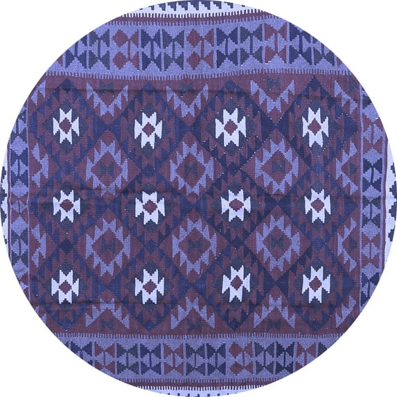Ahgly Company Indoor Round Oriental Blue Traditional Area Rugs, 5' Round