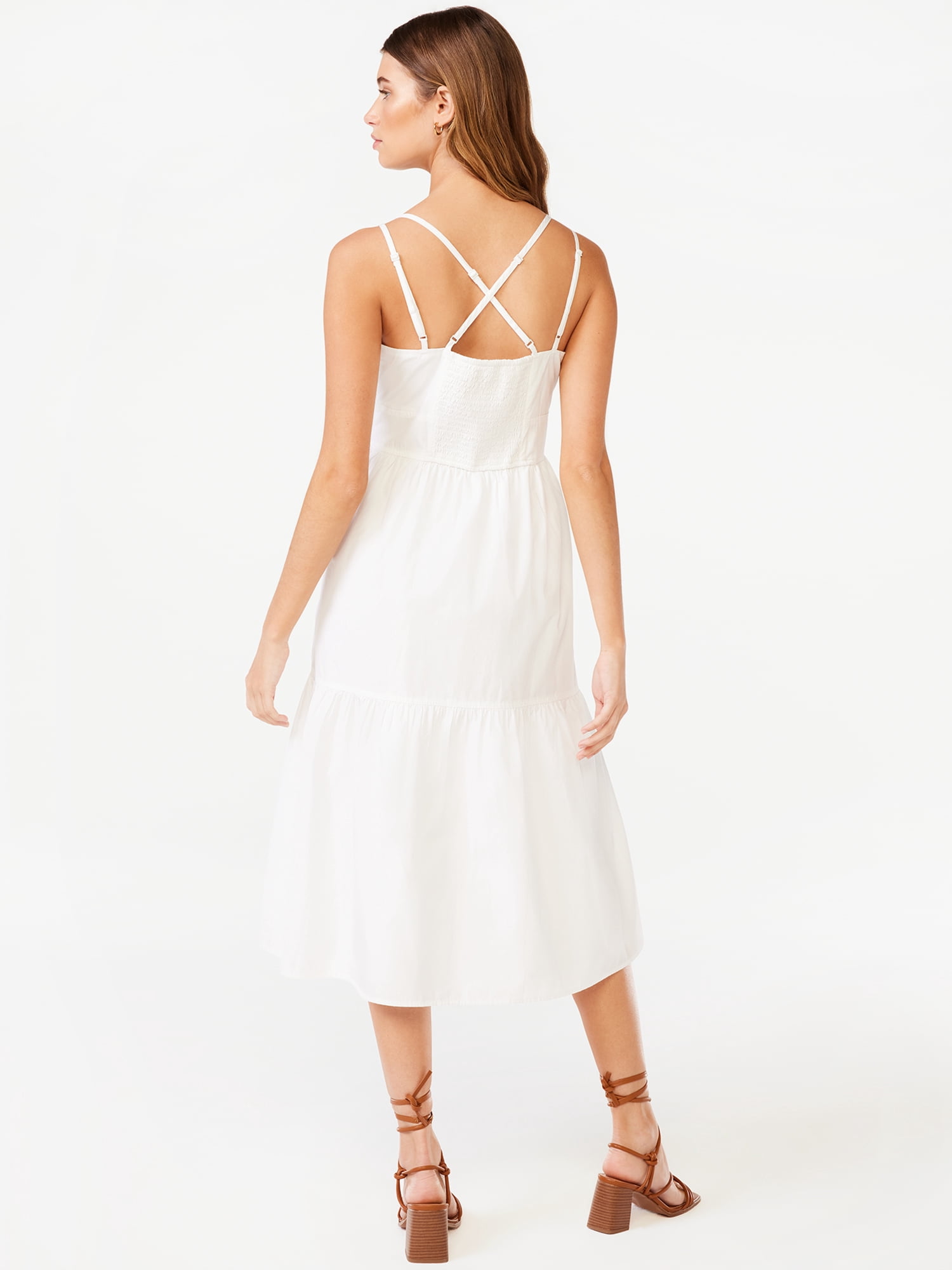 Free Assembly Women's Double Strap Cami Fit and Flare Midi Dress, Sizes XS-XXL