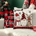 thumbnail image 4 of Feltree Christmas Throw Pillow Covers 4-Pack, Santa Claus Print Holiday Decor for Sofa Bed Living Room, 17x17 Inch Festive Pillow Cases, 4 of 8