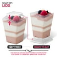thumbnail image 6 of 100 Pack 5 oz Elegant Mini Clear Plastic Dessert Cups with Lids and Spoons Square Parfait Cup w/Lid for Small Individual Desserts, Pudding Shooters, Appetizers, Trifle Shooter, 6 of 7