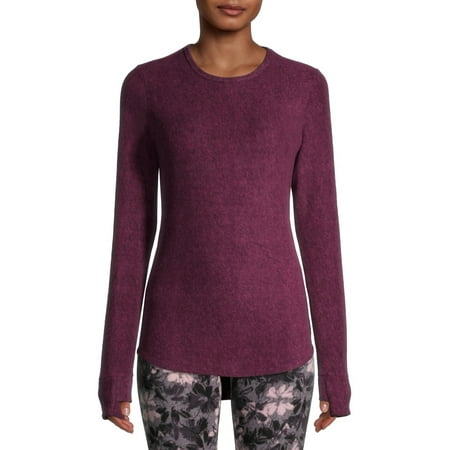 

ClimateRight by Cuddl Duds Women s Stretch Fleece Base Layer Crewneck Thermal Top with Cuff Thumbhole