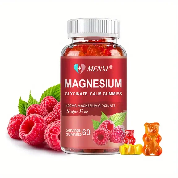 MENXI Magnesium Glycinate Gummies 400mg Improve Sleep Promotes Cognition & Focus Calm for Anti Stress60 Gummies