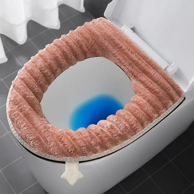 BAOPAI Toilet Seat Cover with Handle Soft Comfortable Easy to Clean Durable Polyester Zipper and Hook Loop Closure Embroidery Design for Household Use