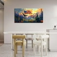 thumbnail image 3 of HFDF Bald Eagle Large Wall Art Mountains American flag Pictures Forest Sunset Wall Decor Patriotic Canvas Prints Painting Artwork Home Decoration for Office Bedroom Living Room 10x8inch Framed, 3 of 5