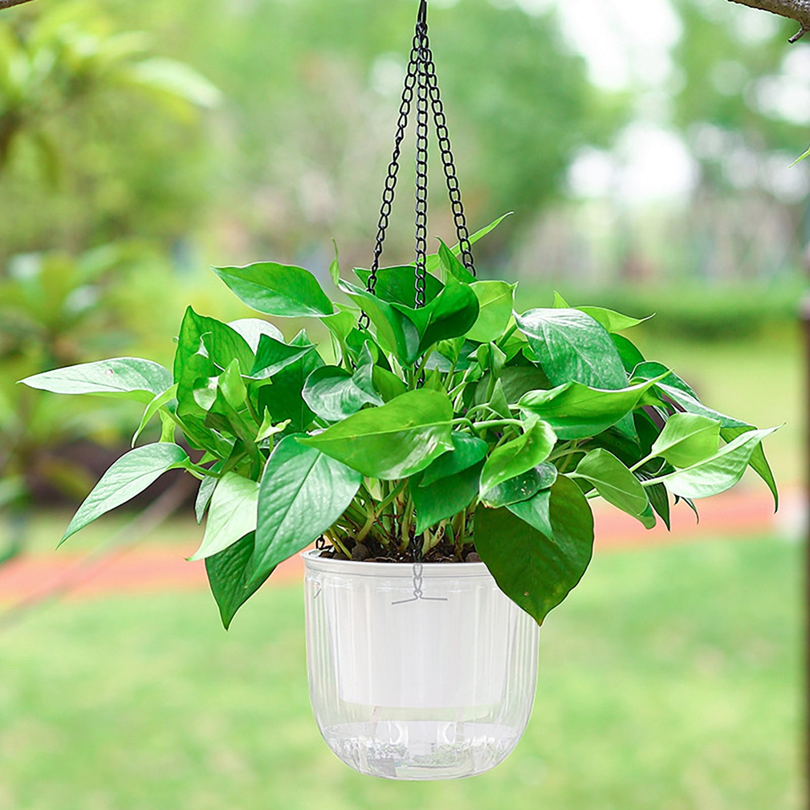 Mosey Flowerpot Self-Watering Visible Water Level Hanging Planter Pot Basket with Drainage Holes for Indoor Outdoor