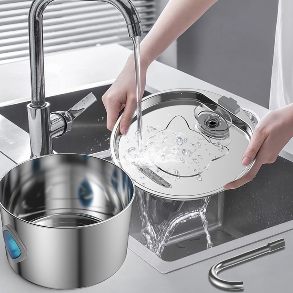 Zeiwohndc 3.2L Pet Water Dispenser Stainless Steel Automatic USB Water Fountain For Dog