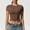 Brown, variant on Crew Neck Women'S Shirts Short Sleeve Black Yoga Clothing Pull-on T-Shirts Refreshing Modern Solid Tops Black,S