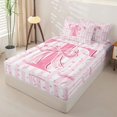 thumbnail image 2 of Homewish Girls Bowknot Letter T Zipper Full Size Comforter Sets with Fitted Sheet and 2 Pillowcases,Kawaii Polka Dots Pink Bow Stars Print Kids Zipper Bedding Set,Pink Reversible,4-Piece, 2 of 7