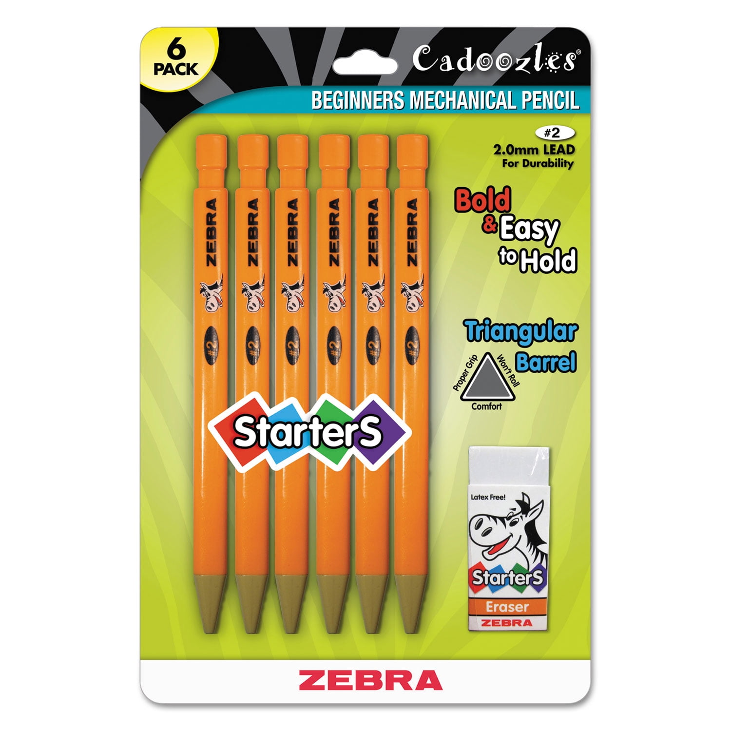 Cadoozles Starter Mechanical Pencil, 2.0 mm, Yellow Barrels, 6/Pack