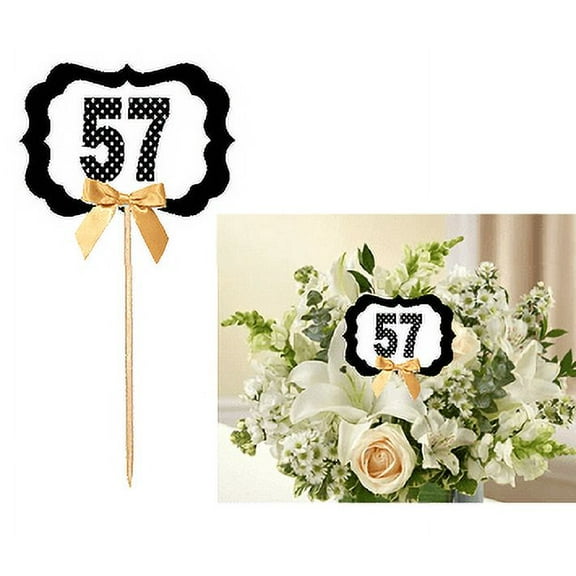 57th Birthday / Anniversary Table Decoration Party Centerpiece Pick - Set of 6