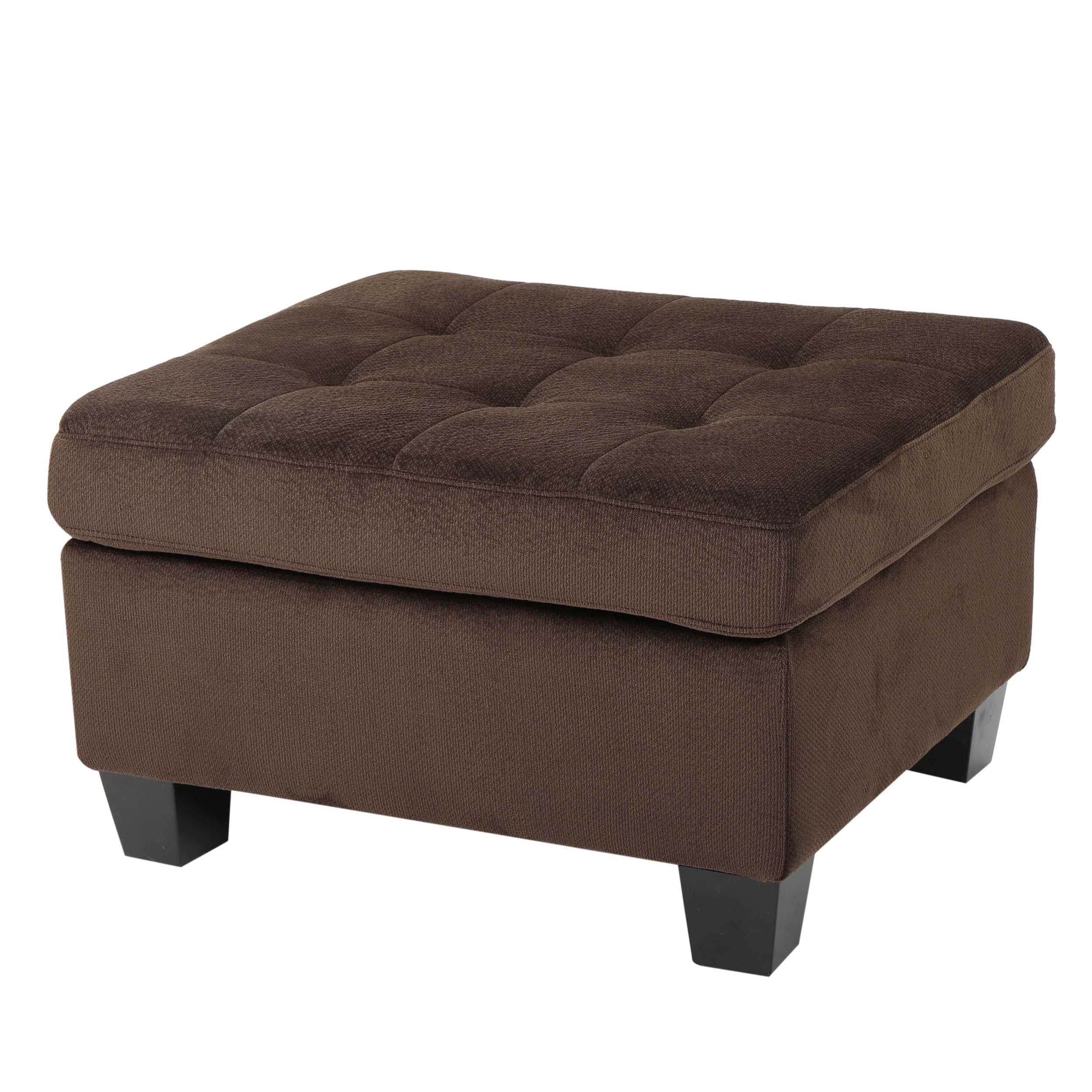 GDF Studio Juliana Fabric Tufted Ottoman, Chocolate, Dark Brown