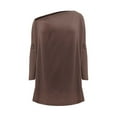 thumbnail image 4 of Baqcunre Womens Sweaters Womens Oversized One Shoulder Long Sleeve Blouse Pullover Tunic Sweaters Tops Tops For Women 2023 Hoodies For Women Coffee XXL, 4 of 5
