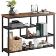 thumbnail image 2 of Ataucjin Console Table, 4-Tier Sofa Tables Narrow Entryway Table with Glass Shelf and Metal Frame, 39.4" Behind Couch Table Industrial Hallway Table for Living Room, Foyer, Bedroom, Rustic Brown, 2 of 9