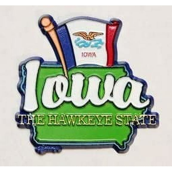 Iowa State Map-Flag Fridge Collectible Souvenir Magnet
