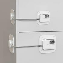Refrigerator Lock (2 Pack), Heavy Duty Combination Fridge Lock, for Fridge, Cabinets, Window, Drawers and Child Safety Cabinet Lock, Strong Non-Marking Adhesive No Drilling (White)