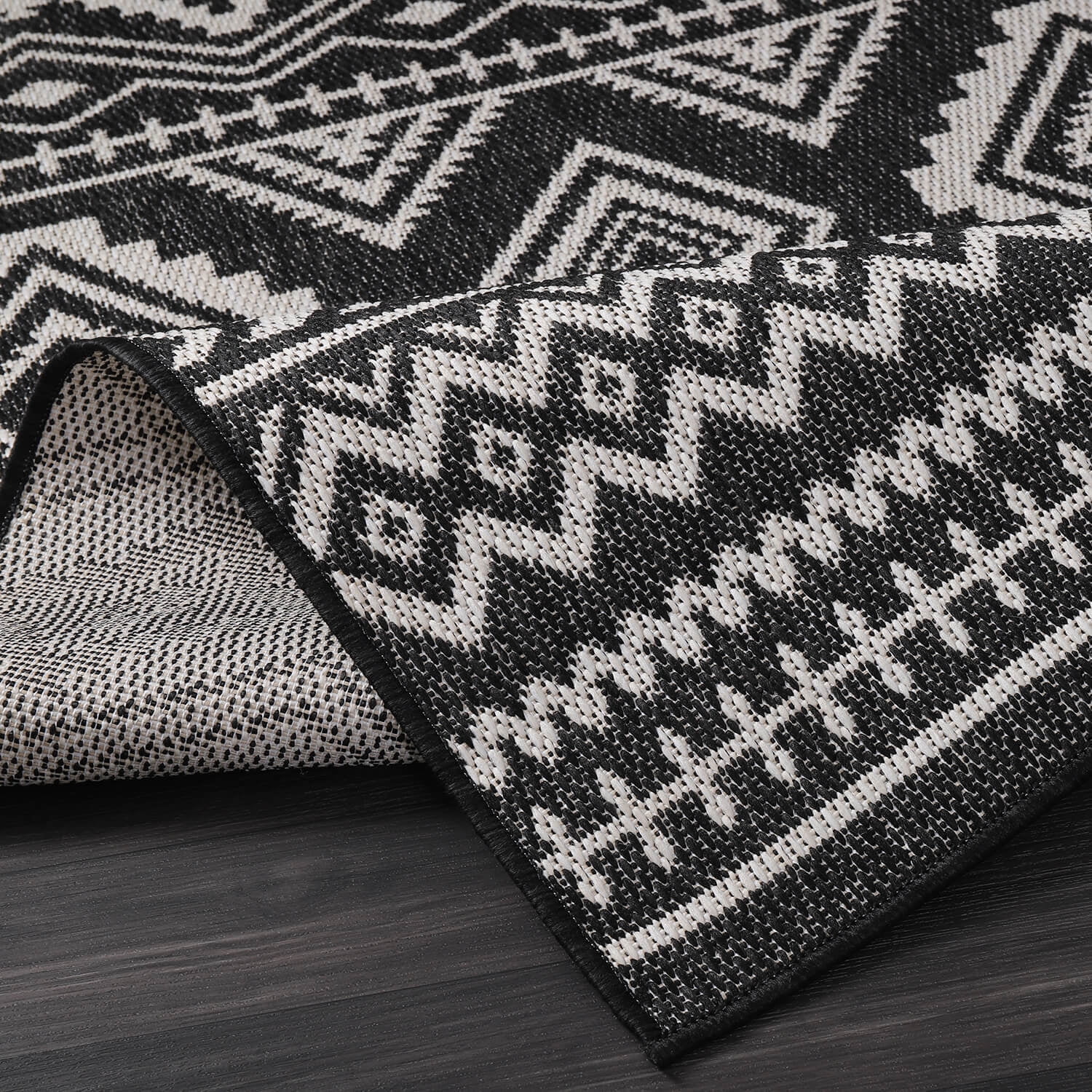 Beverly Rug Outdoor Area Rugs, Waterproof Patio Porch Garden Carpet, Black and White, 10'x14'