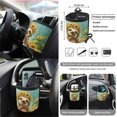thumbnail image 5 of Yuyamidu 15 PCS Sloth Car Seat Covers Set Sunflower Car Seat Protector with Steering Wheel Cover Seat Belt Pads Trash Bin Car Air Vent Pouch Rear View Mirror Protector Coasters Key Chain, 5 of 7
