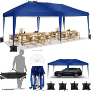 COBIZI 10x20 EZ Pop Up Canopy Tent Party Tent Outdoor Event Protable Instant Shelter Canopy Gazebo with Sandbags and Carry Bag,Dark Blue