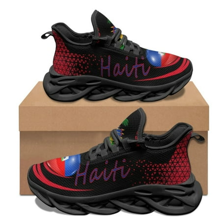 

Creative Haiti Flag Designer Platform Shoes Teen Students Couples Breathable Basketball Shoes Outdoor Non-slip Sneakers Footwear
