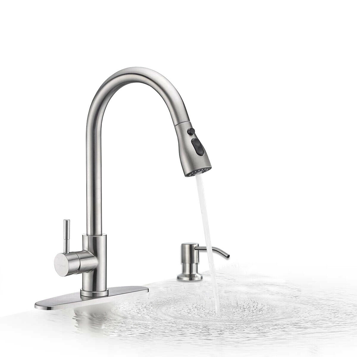 CES Kitchen Faucet with Pull Down Sprayer Brushed Nickel, High Arc