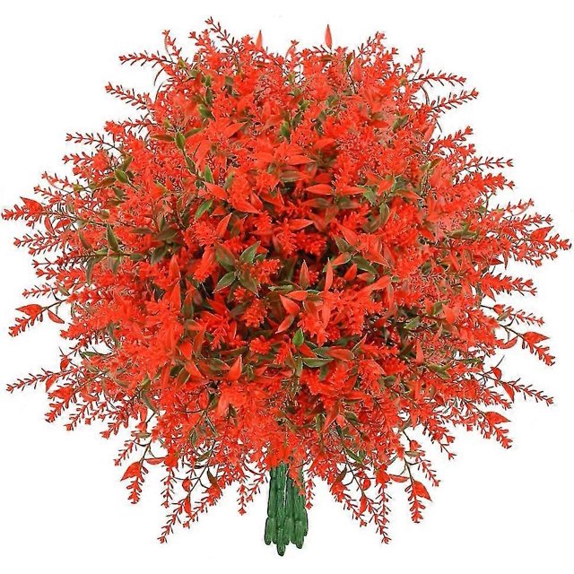 Ramos de lavanda artificial KAIYANG 8 piezas color rojo anaranjado