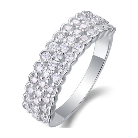 CKT Diamond Fine Jewelry S925 Sterling Silver Plated 18K White Gold Ring for Women 0.84 Carat Moissanite R13059