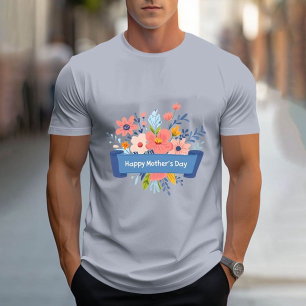 Tops para hombre, blusas y camisas de cuello redondo y manga corta para hombre, camisetas deportivas con estampados casuales para el Día de la Madre, blusas de cuello redondo y manga corta, blusas de