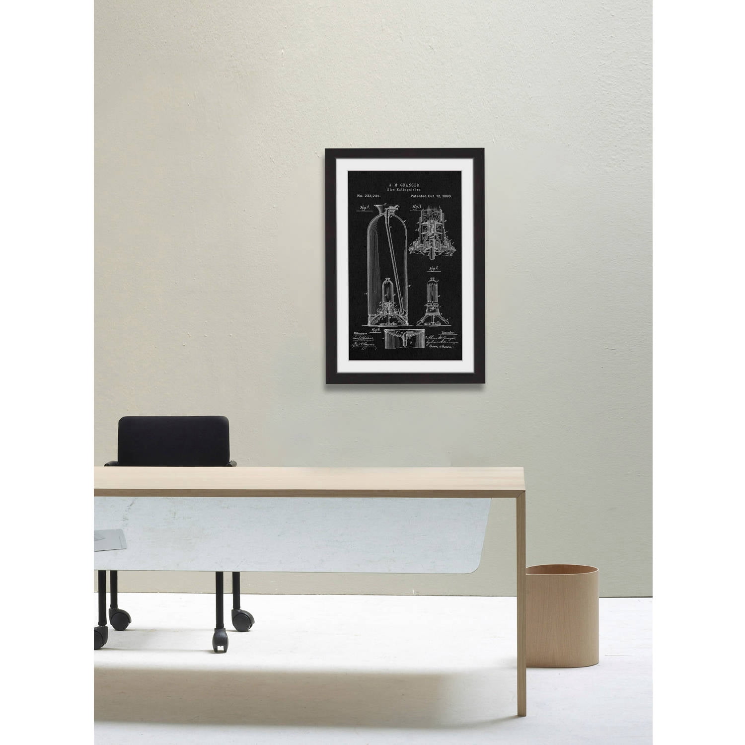 "Extinguisher 1880 Black Paper" Framed Painting Print