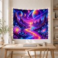 thumbnail image 5 of Ringed Planet Over River and Lotus Valley, Adventurous Psychedelic for Space Lovers, Alien Landscape Art, Housewarming Gift, Tapestry Wall Hanging for Bedroom, Studio and Dorm, 5 of 7
