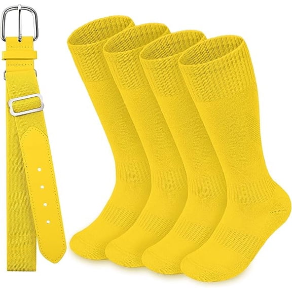 Eryueer Youth Baseball Socks and Belt Combo Set,Youth Softball Socks and Adjustable Baseball Belt for Boys Girls