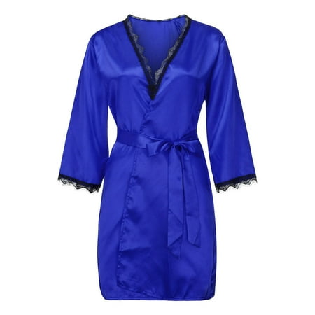 adviicd Plus Size Nightgowns For Women Women Lingerie Lace Strap Chemise Teddy V Neck Sleepwear Blue L