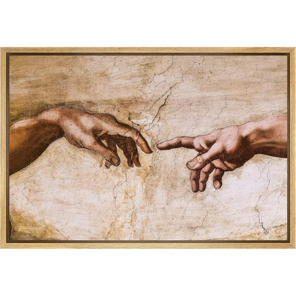 Aaheei Canvas Wall Art Hands of God, Creation of Adam by Michelanglo Graffiti & Street Art Famous People Pop Art Modern Multicolor for Living Room, Bedroom, Office
