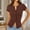 Brown, variant on Womens Short Sleeve Button Up Slim Tshirt Crewneck Button Down Ribbed Knit Cardigan Tee Going Out Basic Dressy Tops