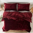 thumbnail image 2 of Vinsan International Ultra-Luxe Velvet Duvet Cover, Boho Bedding UO Comforter Donna Cover, 3 Pcs Set Wine Color Duvet Set, Velvet Bedding Set King Size, 2 of 7