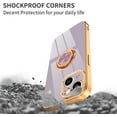 thumbnail image 4 of for Purple iPhone 15 Case with Ring Holder Kickstand [with Magnetic] Soft TPU Bumper, Glitter Gold Electroplated Cover Full Camera Protective Phone Case for iPhone 15 2023, 4 of 14
