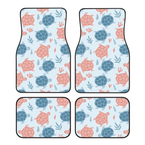 Fotbe Sea Turtle Juego de 4 Tapetes para Auto con Estampado – Alfombrillas de Goma Reforzada, Diseño Antideslizante, Protección para Todo el Año – Vehículos, Autos, Camionetas y SUVs