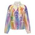 thumbnail image 5 of Jackets for Women Winter Coat Jackets Flannel Stand Collar Jacket(Rainbow Cats,Size:S-4XL), 5 of 7