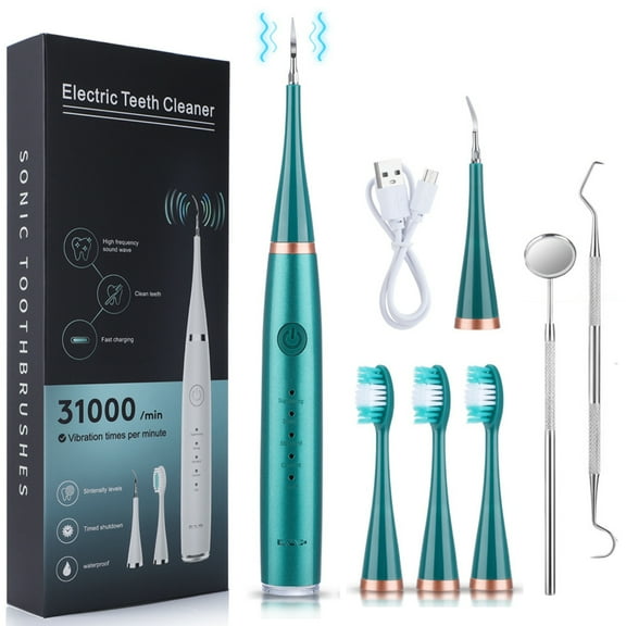 KIBVOE Rechargeable Remover for Teeth USB Scraper Tooth Stains Whiten Tool Kit With 3 Modes Green