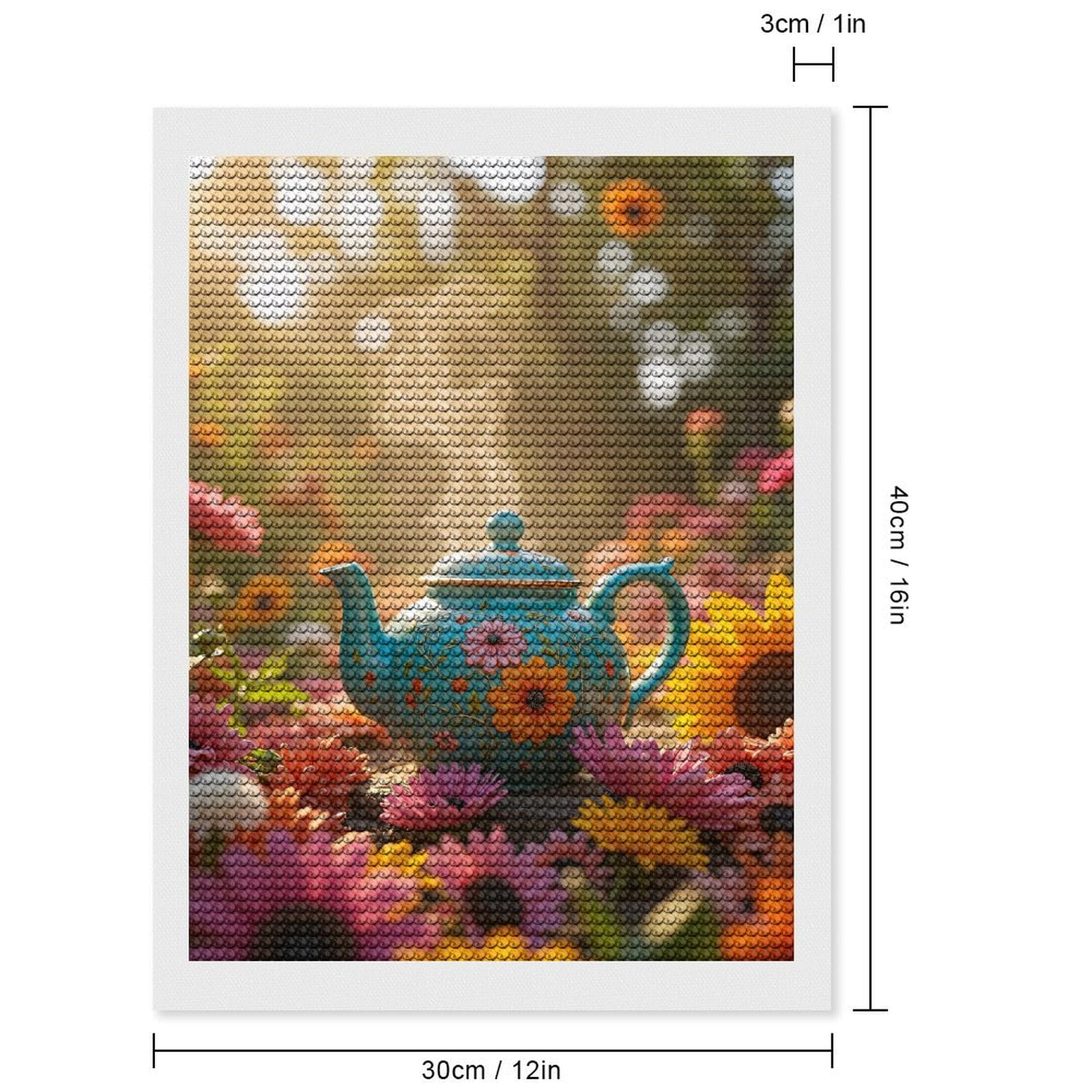 Diamond Art Kits for Adults, Ceramic Teapot Garden Blossoms 5D Diamond Painting Kits for Adults Beginners, DIY Full Drill Diamond Painting, Gem Art and Crafts 12x16