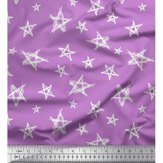 Soimoi Purple Rayon Fabric Stars Star Fabric Prints By Yard 42 Inch Wide