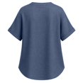 thumbnail image 4 of Oversized Tshirts for Women Casual Linen Cotton V Neck Short Sleeve Tops Loose Comfy Blue Summer Tops for Women, 4 of 9