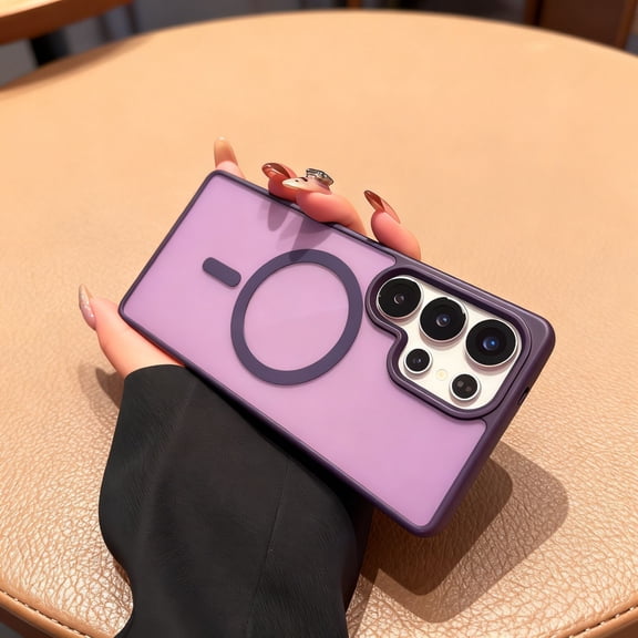 For Samsung Galaxy S25 Ultra Phone Case,Compatible with Mag-Safe,Matte Translucent Back Design,Slim Shockproof Anti-Scratch Anti-fingerprint Anti-fall Drop Protection,Durable Phone Case,Purple