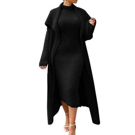 

Zedker Dresses for Women 2022 Womens Dresses Winter Women s One Coat Two Wear Slim Reversible Velvet Dress Cardigan Loose Long Coat Two Piece Suit+Belt