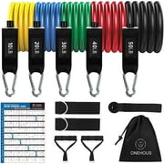 EIMELI 11Pcs Exercise Resistance Bands Set, Up to 150 lbs 5 Stackable Exercise Band, Indoor/Outdoor Fitness Stretch Workout Band with Door Anchor&Handle for Fitness, Home Gym Equipment