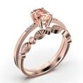 thumbnail image 3 of Beautiful Unique Art Deco 2.00 Carat Oval Cut Morganite And Diamond Moissanite Engagement Ring, Classic Wedding Ring, One Matching Band in 925 Sterling Silver With 18k Rose Gold Plating Gift For Her, 3 of 3